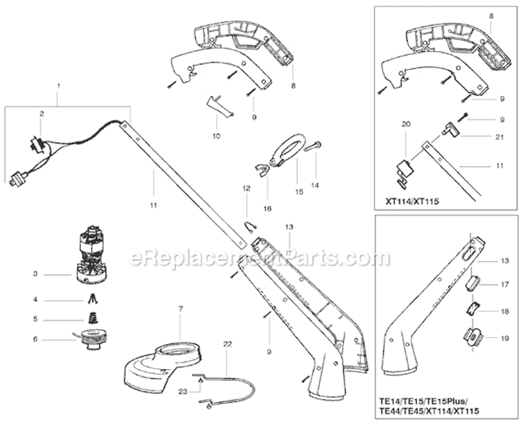 Page A Diagram and Parts List for TE45  Weed Eater Trimmer